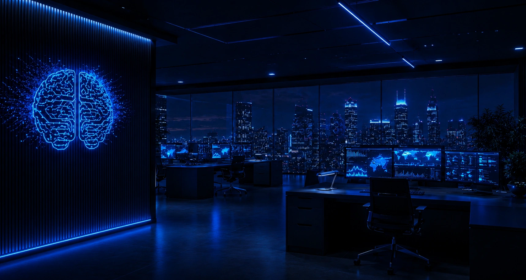 Futuristic office with cyberpunk ambiance - Gunship group
