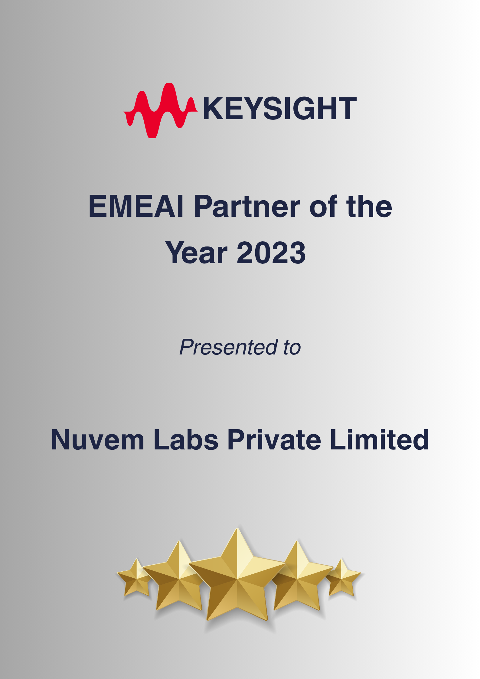 EMEAI Partner of the Year 2023 by keysight - nuvem labs